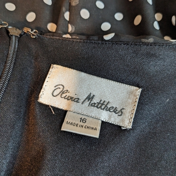 VINTAGE Olivia Matthews polka dots flutter cap sleeveless MIDI size 16 - Picture 12 of 16